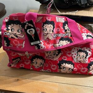 Betty Boop Red and Pink Duffel Bag. NWT
